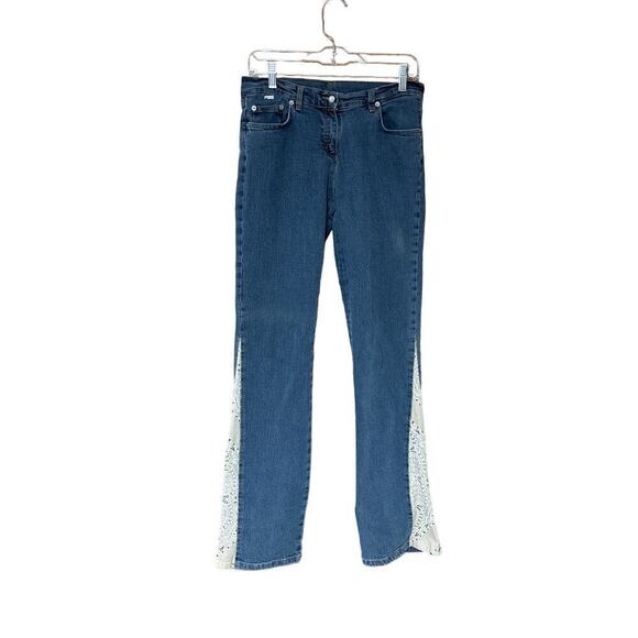 Ice Jeans Iceberg Vintage Jeans Y2K Flare leg Western Cowgirl Bandana Patchwork - Picture 1 of 11
